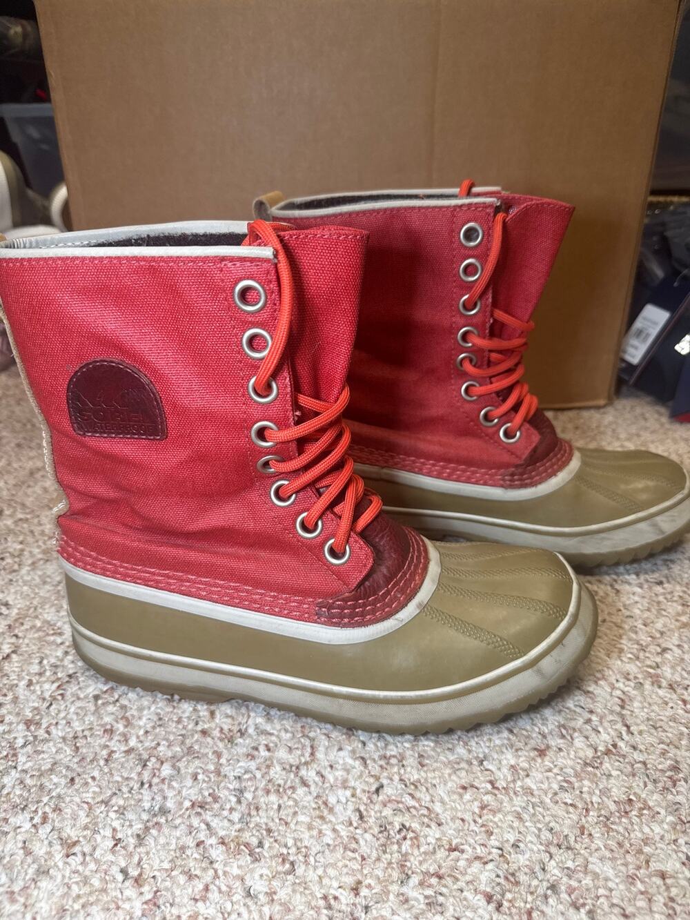Sorel 1964 Premium CVS Women’s 8 Waterproof Canvas Winter Snow Boots Red